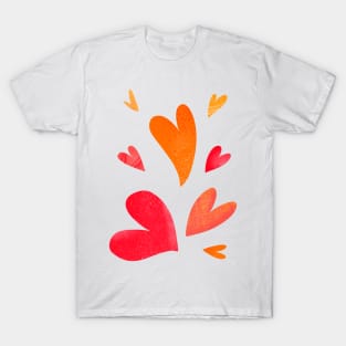 Fun Heart Pattern Pink and Orange T-Shirt